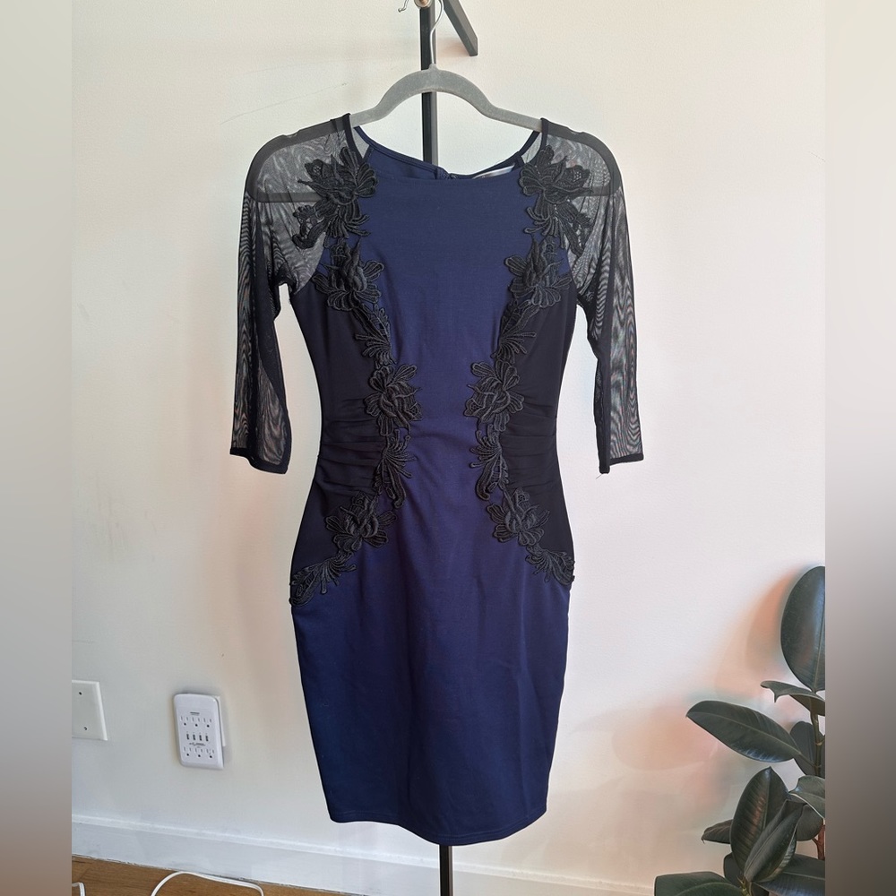 Navy and black lace dress